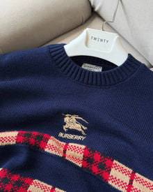 Burberry Lacivert Logo İşlemeli Triko Sweatshirt
