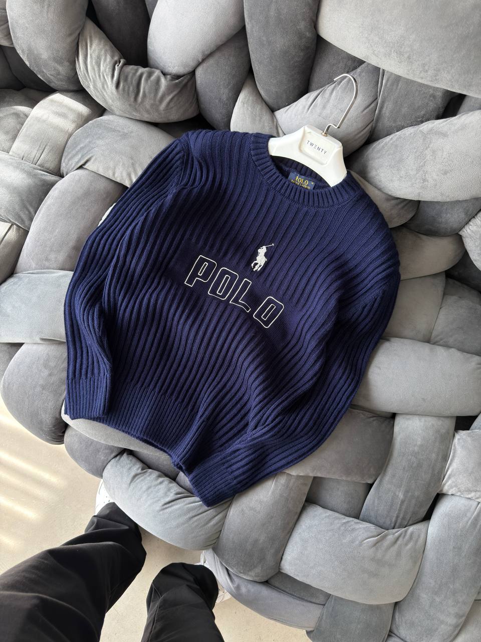 Polo Ralph Lauren Lacivert Logo İşlemeli Triko Sweatshirt