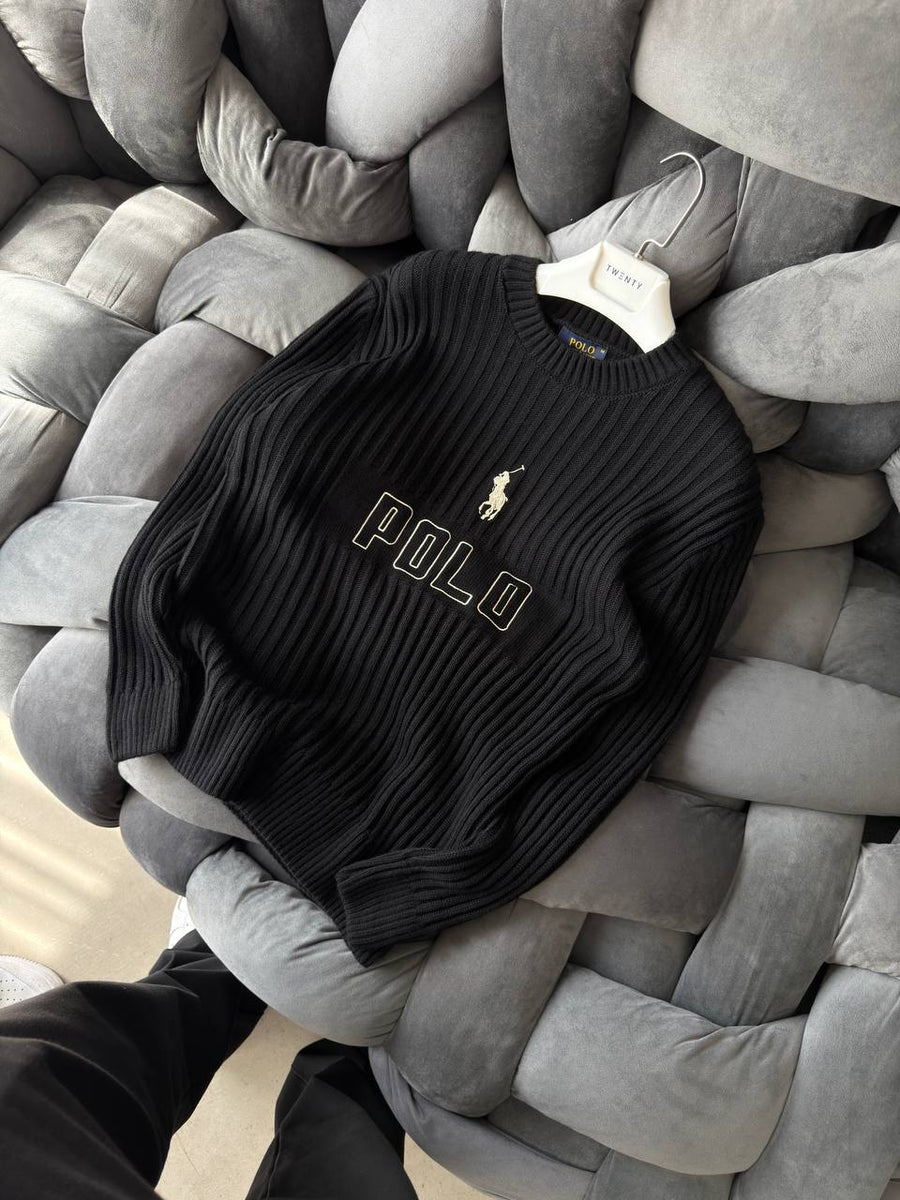 Polo Ralph Lauren Siyah Renk Örgü İşlemeli Triko Sweatshirt
