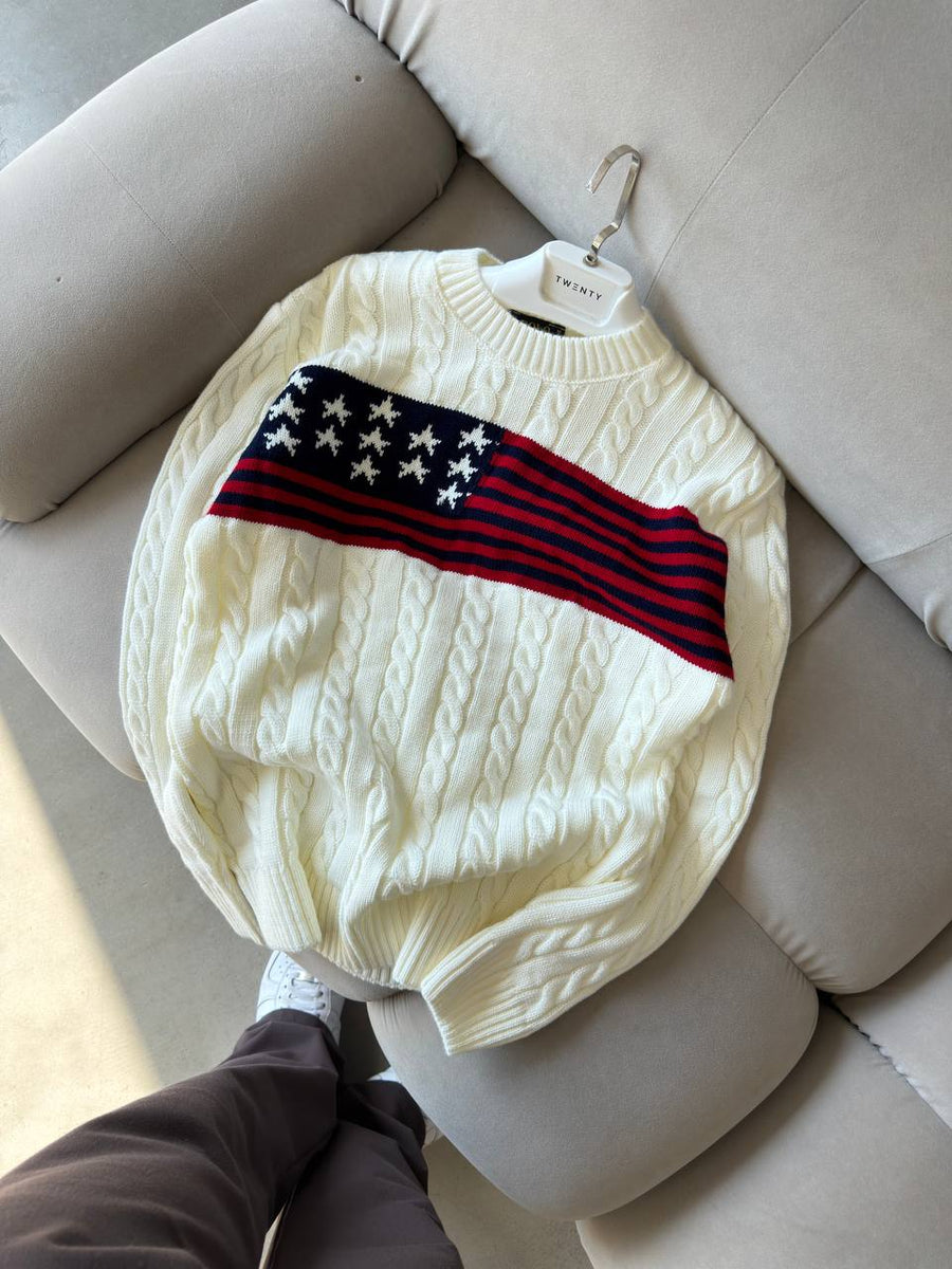 Polo Ralph Lauren Beyaz USA Triko Sweatshirt